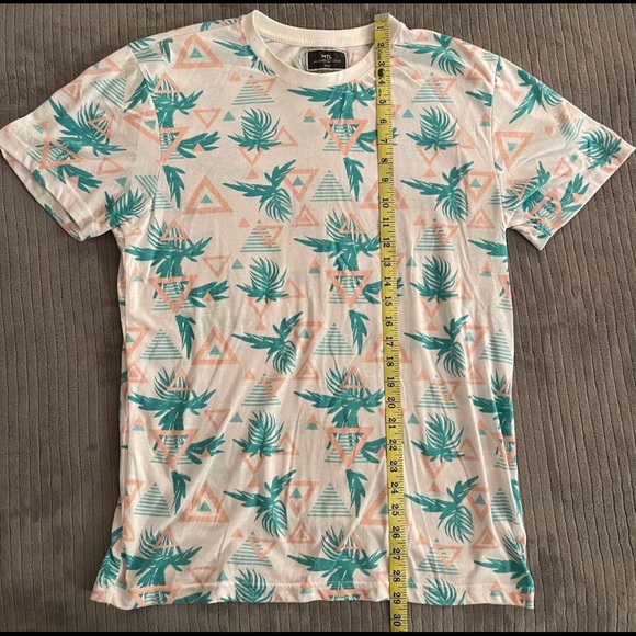 MTL Made To Live Pattern T-Shirt Large Turquoise - Picture 3 of 5